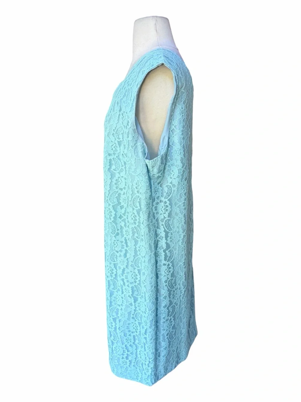 1960s Turquoise Lace Lined Shift Dress and Matching Duster Coat Set